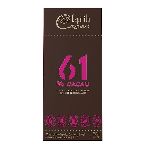 Tablete de Chocolate 61% Cacau - 80g