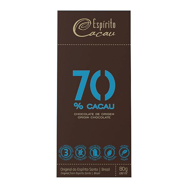 Tablete de Chocolate 70% Cacau - 80g