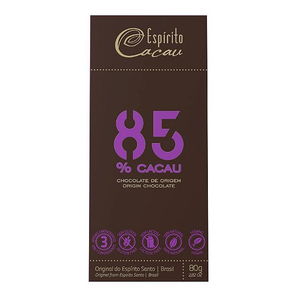 Tablete de Chocolate 85% Cacau - 80g