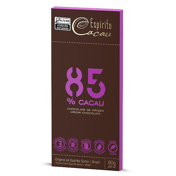 Tablete de Chocolate 85% Cacau - 80g