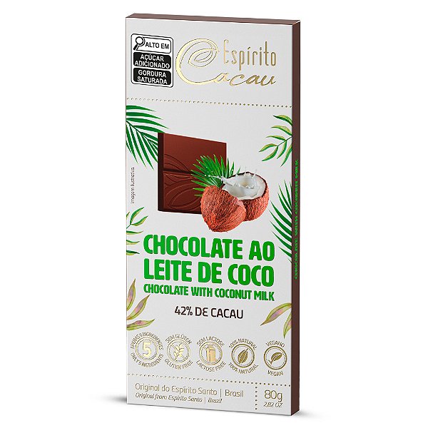 Tablete de Chocolate 42% Cacau ao Leite de Coco - 80g
