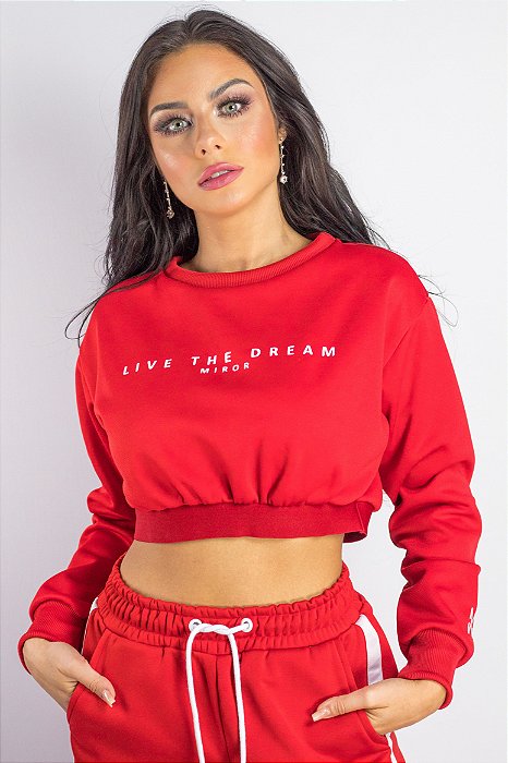 moletom cropped vermelho