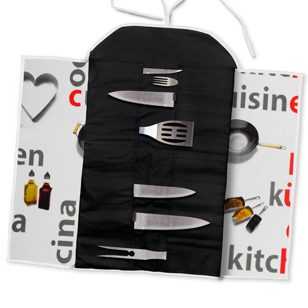 Kit Porta Faqueiro Kitchen + Avental Chef Preto