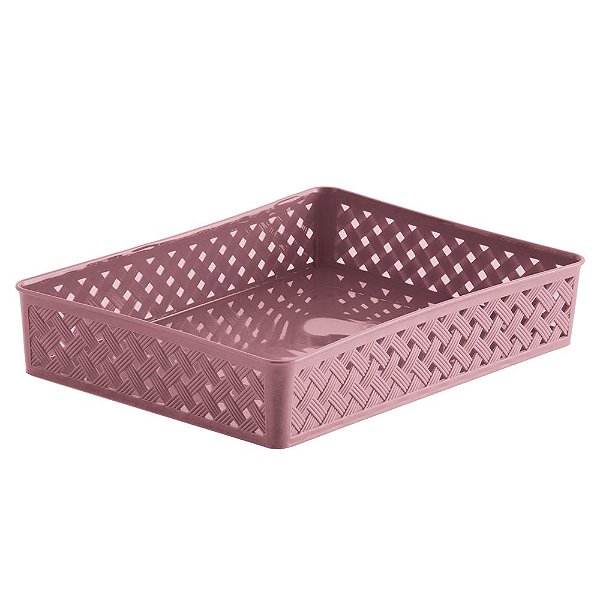 Cesto Organizador Rattan 34x25x6,5 Rose