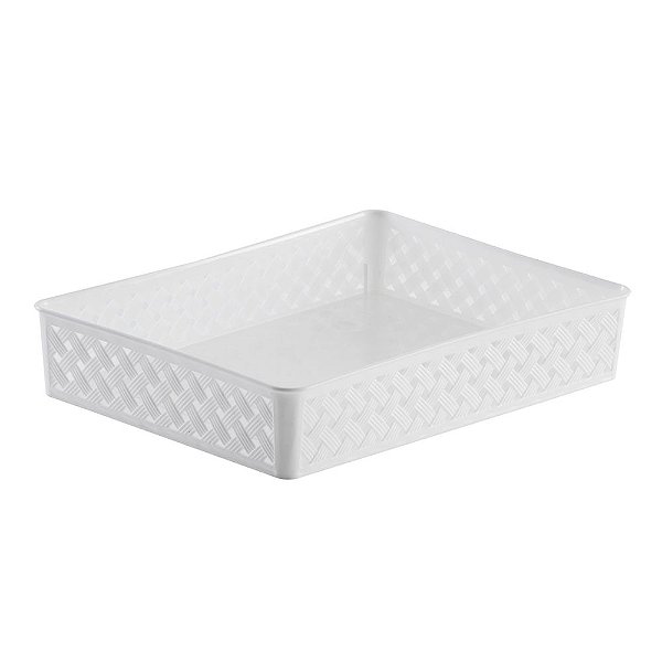 Cesto Organizador Rattan 34x25x6,5 Branco