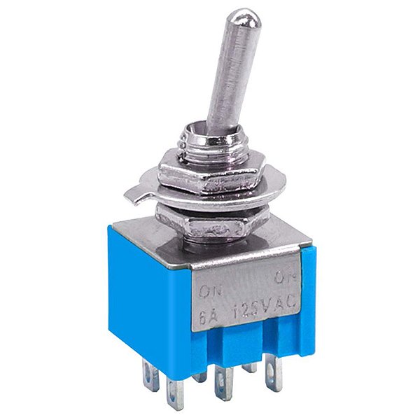 Chave Seletora Alavanca 2 Posições 6 Pinos 2 Contatos NA NF