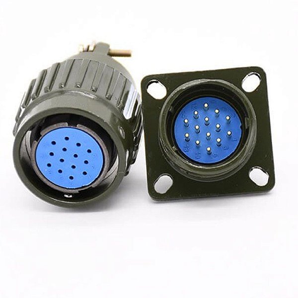 Conector 14 Pinos Circular Militar Alumínio Conjunto Macho e Fêmea