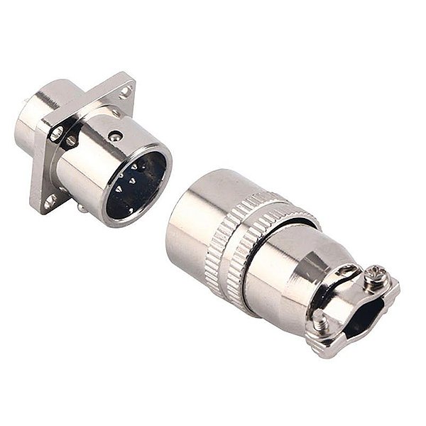 Conector Circular 7 Pinos Tamanho 12 Conjunto Macho e Fêmea