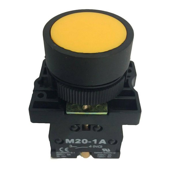 Botão Painel Pulsante 22mm Amarelo 1NA