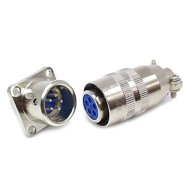 Conector Circular 5 Pinos Tamanho 12 Conjunto Macho e Fêmea