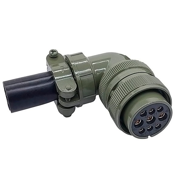 Conector 9 Pinos Militar MS31-2411S Femea Lado Cabo 90 Graus