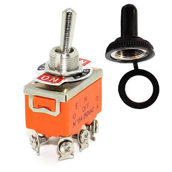 Chave Alavanca 3 Pos 6 Term ON OFF ON Trava 15A  Prova Dagua