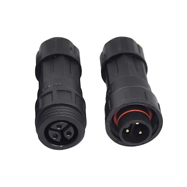 Conector 3 Pinos PD1 Impermeável Conjunto Macho e Fêmea
