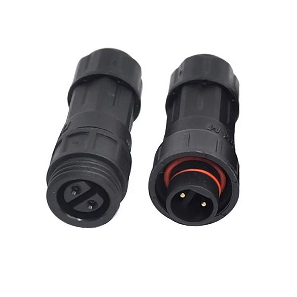 Conector 2 Pinos PD1 Impermeável Conjunto Macho e Fêmea