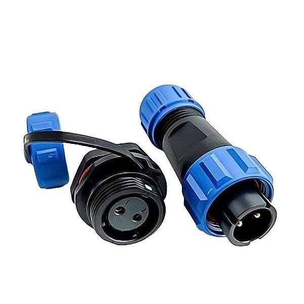 Conector 2 Pinos PD2 Impermeavel Conj Macho e Femea Painel