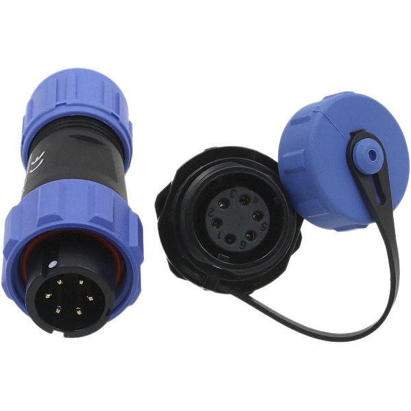 Conector 6 Pinos PD2 Impermeavel Cj Macho Cabo e Femea Painel