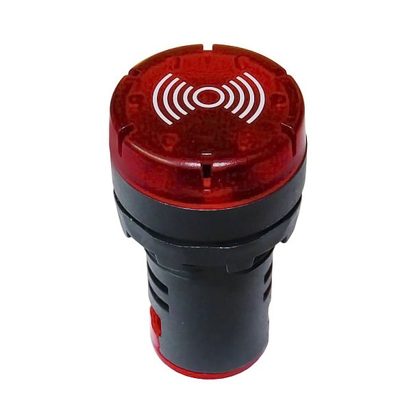 Sinaleiro Sonoro LED 22mm de Painel - Vermelho 220V