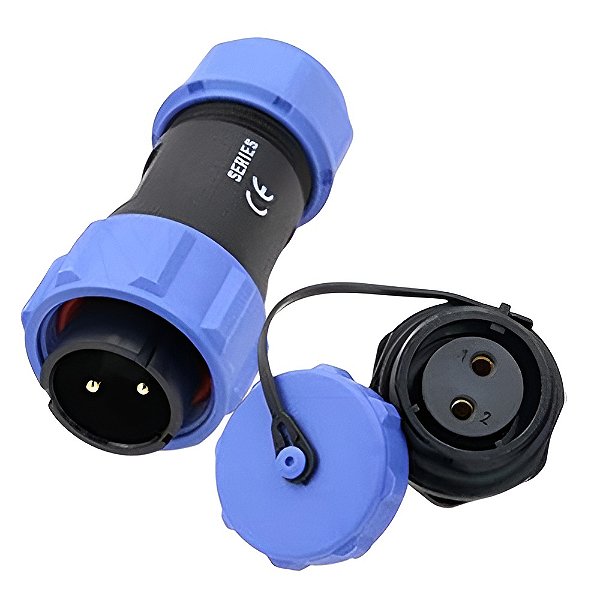 Conector 2 Pinos PD4 Impermeavel Conj Macho e Femea Painel