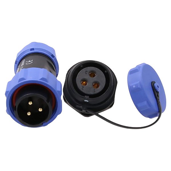Conector 3 Pinos PD4 Impermeavel Conj Macho e Femea Painel
