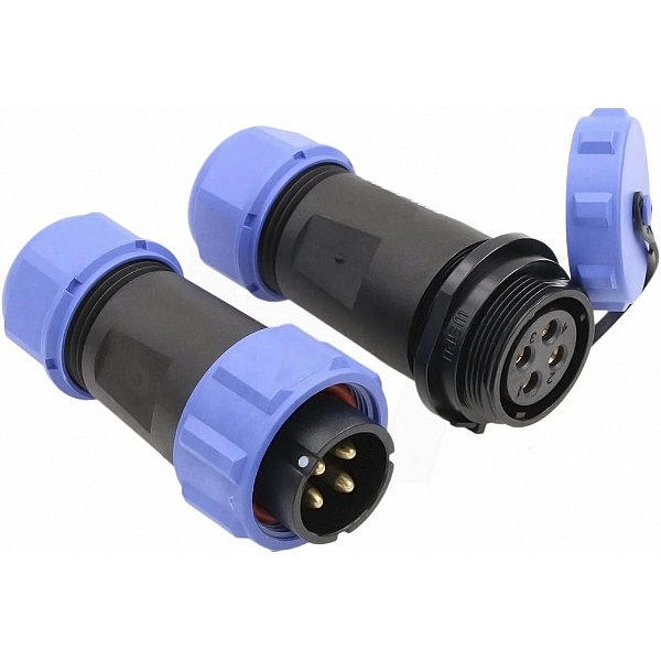 Conector 4 Pinos PD4 21mm Impermeável IP68 Cabo-Cabo