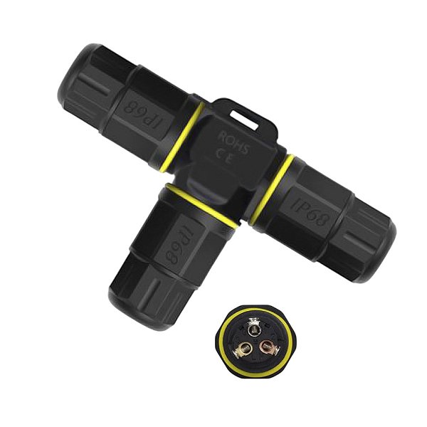 Conector Junção T 3 Pinos IP68 M20 Impermeável 450V 24A