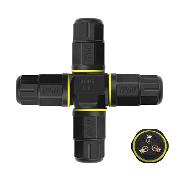 Conector Junção 4 cabos 3 vias M20 IP68 Impermeável 450V 24A