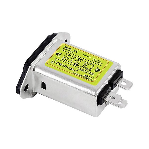 Filtro de Linha Industrial Supressor EMI 10a com Tomada AC