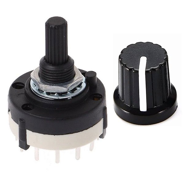 Chave Seletora Rotativa 6 Posições 2 Polos Configurável