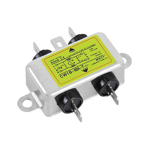 Filtro de Linha Industrial Supressor De EMI RFI 10A Terminal