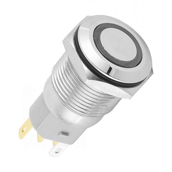 Botão Liga/desliga com Trava 16mm Metal Led 12V a 24V Vermelho