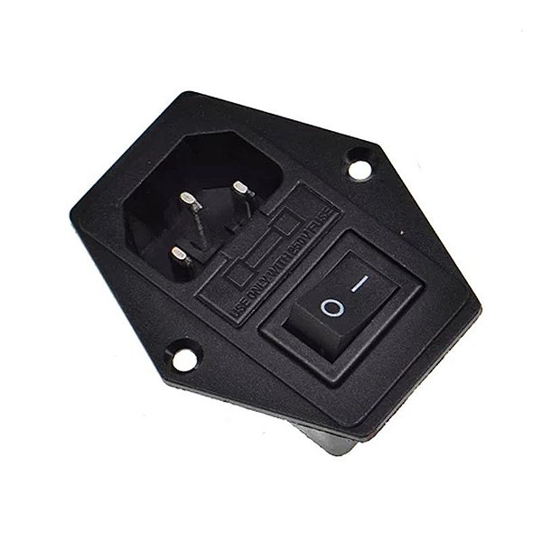 Chave Liga Desliga com Tomada AC e Porta Fusível 10A 250V