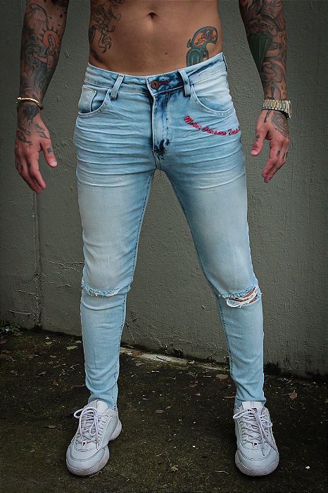 Calça masculina jeans clara - Loja Rjotta21 - moda masculina e acessórios