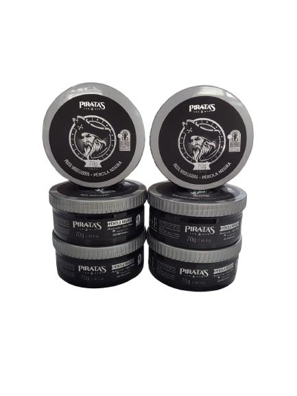 6 Pasta Modeladora Black Pérola Negra 70g - Pirata's For Men