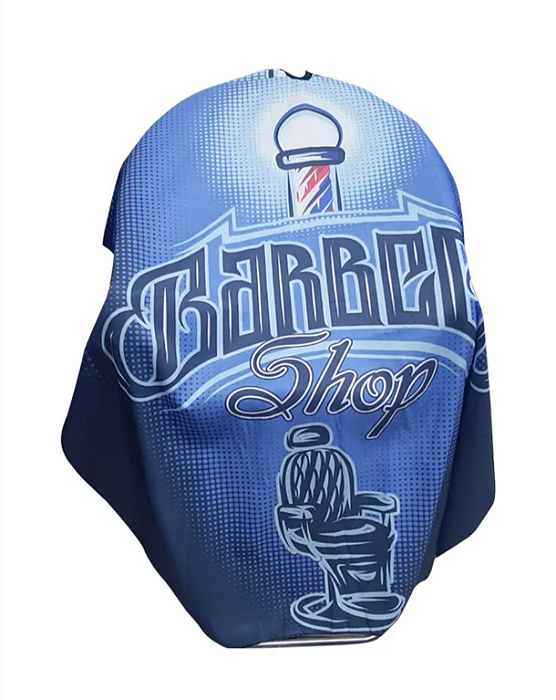 Capa de Corte em Microfibra Barbear Shop Azul