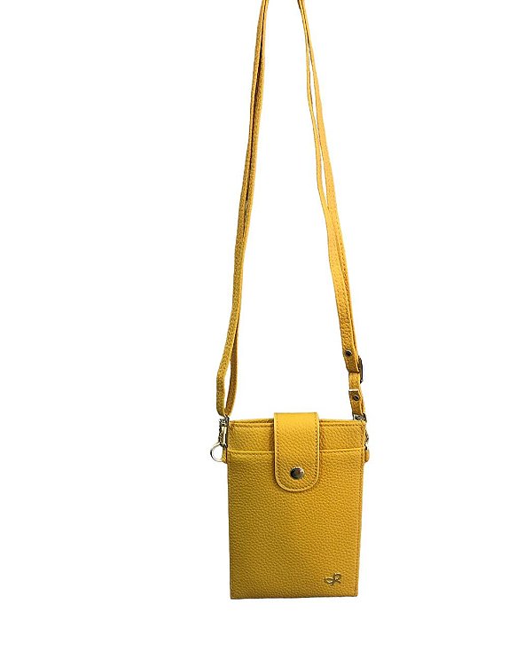 Bolsa Lateral Couro Color - Amarela