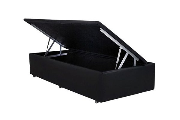 Cama Box Baú New Master - Solteiro Corino Preto