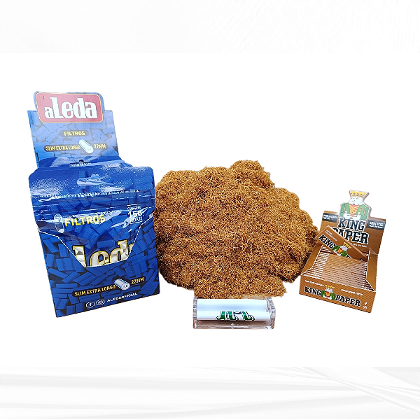 Kit - Tabaco Virgínia Natural Extra Suave Destalado + Filtros + Seda + Bolador