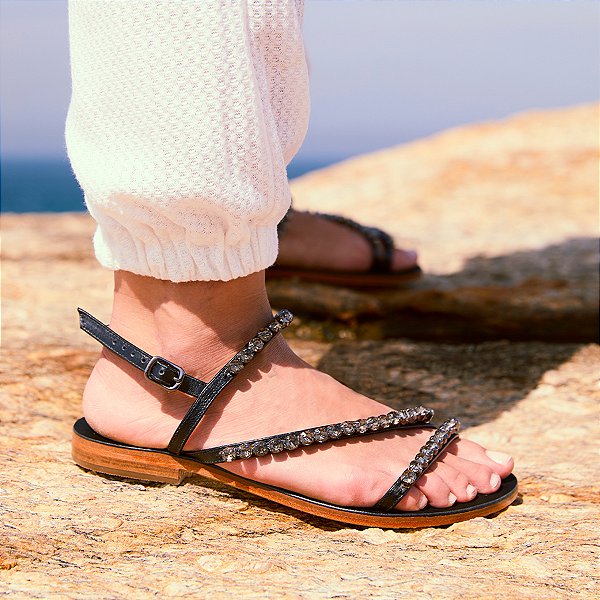 Rasteira Pedras Preta Anas