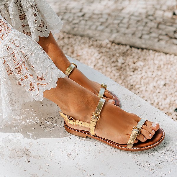 Rasteira Marie Dourada Anas