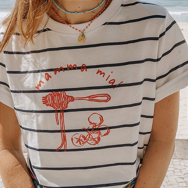 T-shirt Mamma Mia Listra Azul Anas