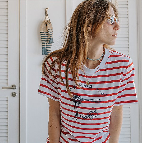 T-shirt Mamma Mia Listra Vermelha Anas