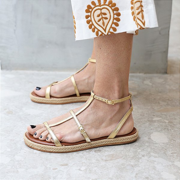 Rasteira Carlota Dourada Anas