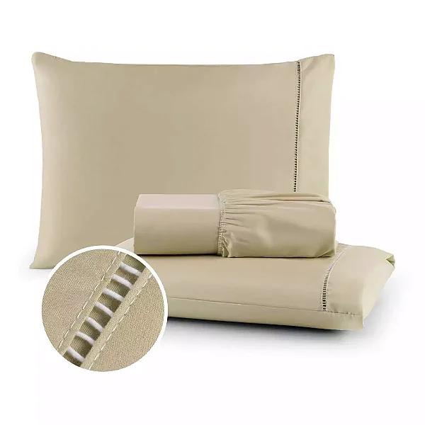 Jogo de Cama Percal 400 Fios Ponto Palito 3 peças