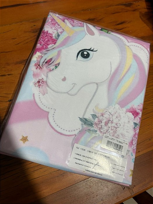 Jogo de Cama Solteiro Infantil 2 Peças Unicórnio