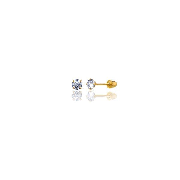 Brinco segundo furo ponto de luz zircônia  folheado a ouro 18K hipoalergênico