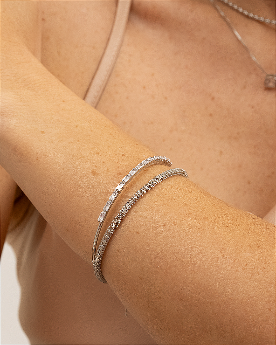 Pulseira delicada bracelete com zircônias folheada a ródio 18K hipoalergênico