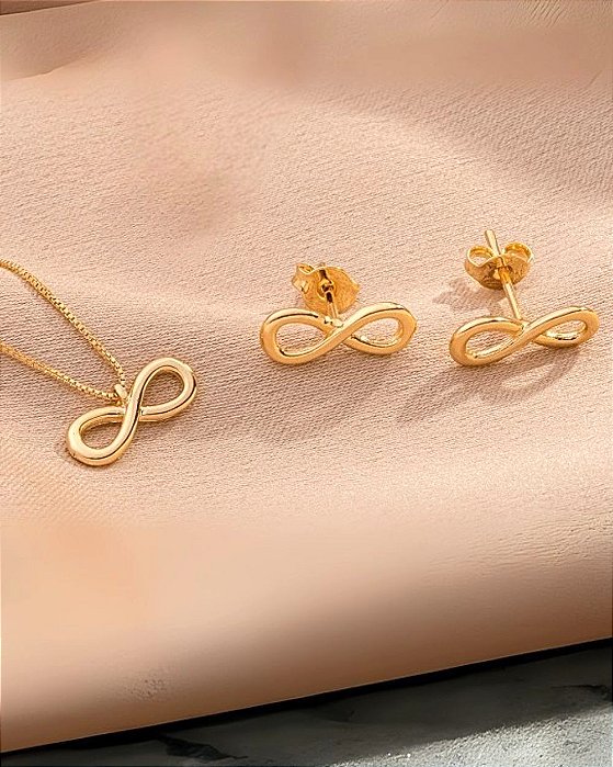 Colar delicado infinito folheado a ouro 18K hipoalergênico