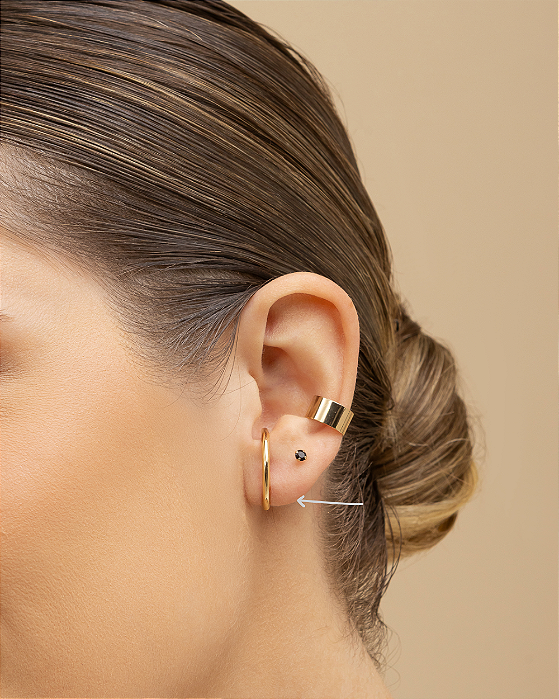 Brinco ear hook arco slim folheado a ouro 18K hipoalergênico