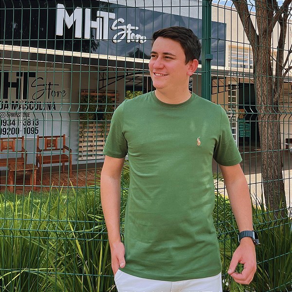 Camiseta Ralph Lauren Verde Militar Logo Colorido