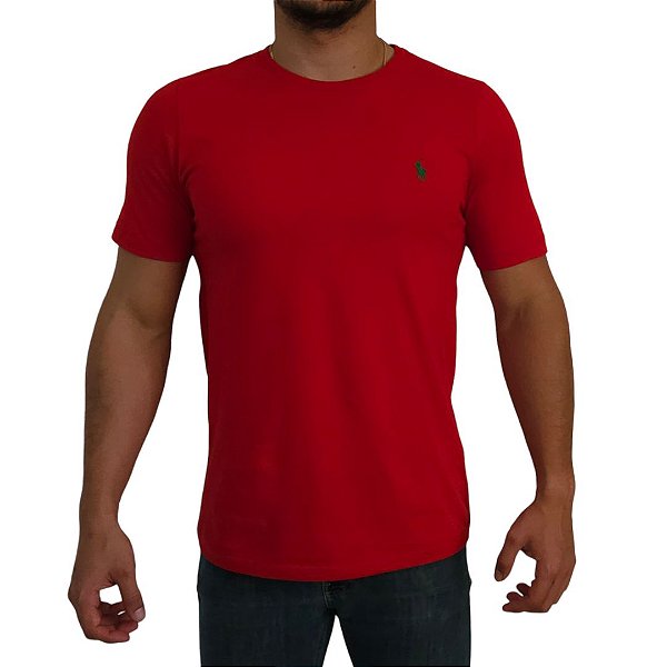 Camiseta Ralph Lauren Vermelho Logo Clássico Verde